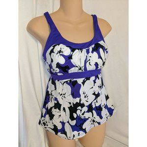 Zero Xposur Women Sz 10 Purple Amethyst Tankini Swimsuit Top Padded Bra